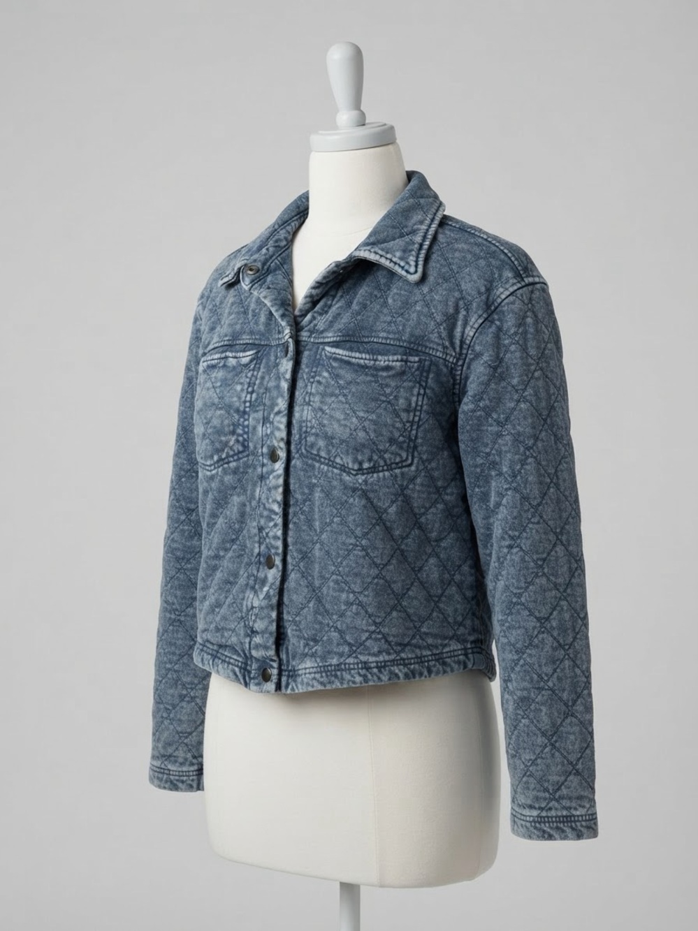 Jane and Delancey Quilted Washed Denim Jacket - Blue